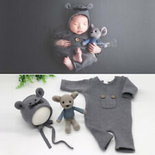 Newborn Photography Props Baby Knitwear Jumpsuit Clothes Backdrop Hat Mouse Doll