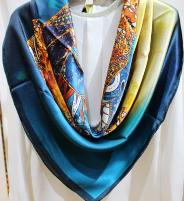 Sallys 100% шелковая шелковая шаль с анималистическим принтом квадратный шарф 43 дюйма новый - Изображение 1 из 4