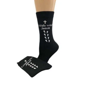 Inspirational Socks - for Men & Women in Combed Cotton "I Walk with Jesus" Motto - Picture 1 of 26
