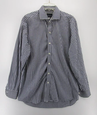 Camisa Ledbury Hombre 16 1/2 Azul Blanco Abotonada Cuadros Transpirable Cuello Grande Foto 1 de 4
