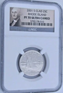 2001 S Clad Proof Rhode Island State Quarter - NGC PF 70 Ultra Cameo Guide $40 - Picture 1 of 2
