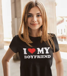Camiseta de mujer "I Love My Boyfriend" camiseta de amor mujer regalo declaración S-XXL - Imagen 1 de 14