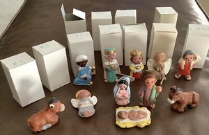 Belén arte popular de arcilla roja pintado a mano con cajas 11 piezas de colección raro (146ia) usado en excelente estado - Imagen 1 de 5