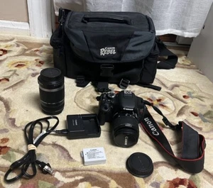 Canon Rebel T3i 18 MP DSLR Camera w/ Battery, 2 Lenses & Camera Strap/Bag - Picture 1 of 10