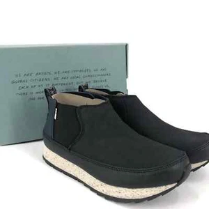Toms Boys Sydney Textural Canvas Sneaker Boot Black Blue SZ 1 Hook Loop New NWT - Picture 1 of 10