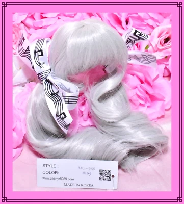 Кукольный парик Zephyr 1/6 на шарнирах 6 дюймов для лент YoSD Super Dollfie серебристые серые косички - Изображение 1 из 4