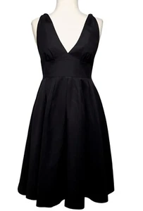 Neu mit Etikett $ 300 J Crew schwarz Baumwolle plissiert Fit Flare ärmelloses Kleid Damen 2 - Bild 1 von 2