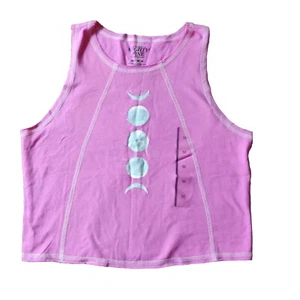 Camiseta sin mangas recortada con gráfico de luna celestial Mighty Fine Girls en púrpura, mediana  - Imagen 1 de 4