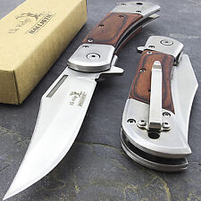 8.5" Elk Ridge Wood Spring Assisted Folding Pocket Knife Open Assist Edc Blade