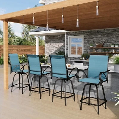 Conjunto de 4 banquetas de bar para área externa giratórias para pátio cadeiras de bar altura de bar cadeiras de bar - Imagem 1 de 4