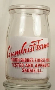 CREAM CREST FARMS SKOKIE ILLINOIS 12 OZ JAR BOTTLE - Picture 1 of 5