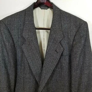 Pierre Cardin Sport Coat Blazer Jacket Black White Windowpain Check 40R - Picture 1 of 12