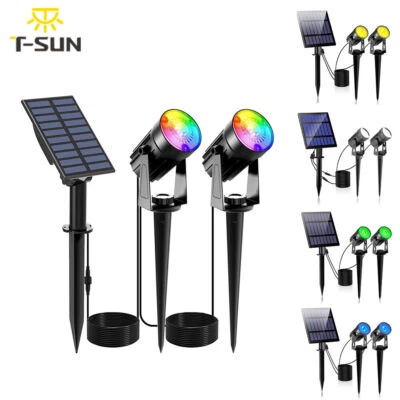 T-SUN Solar LED Spot Lights 2-IN-1 Wall Light Garden Light Outdoor Yard Lamps US - Image 1 of 4