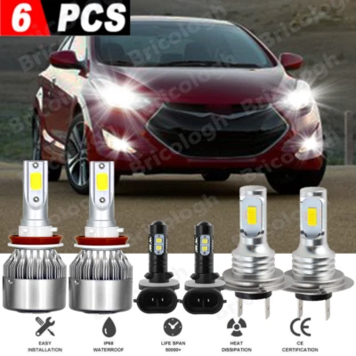 For Hyundai Elantra 2013-2017 6X Combo LED Headlight High Low + Fog Light Bulbs - Image 1 of 4