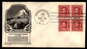 MayfairStamps US FDC 1940 New York Sealed Block James Fenimore Cooper Author And - Picture 1 of 2