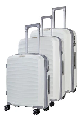 Rock Luggage Hartschale Klassisch Weiß Koffer Set 8 Rad Wagen Kabine Beutel - Bild 1 von 4