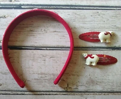 Gymboree Pingüino Chalet Oso Polar Pinza de Pelo Set y Diadema Roja con Piedras Preciosas Foto 1 de 4