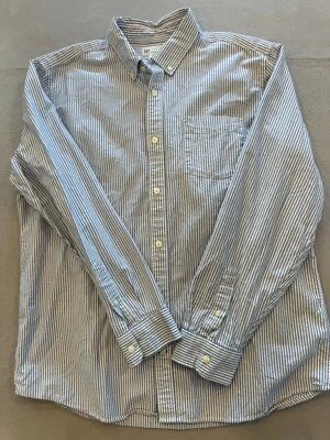 Gap Button Up Shirt Men's Extra Large Standard Fit Blue Stripe Pocket Collared - Image 1 of 4