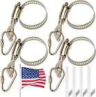 4 Pack Flag Pole Rings, Upgrade Stainless Steel Flag Pole Clips, Flag Clips with