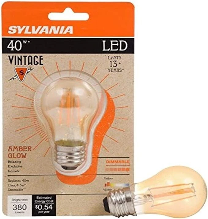 SYLVANIA LED Vintage Amber Glow A15 Light Bulb, 40W Equivalent Efficient 4.5W, D - Image 1 of 1