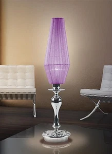 Bedside lamp classic chrome and purple lampshade - Picture 1 of 1