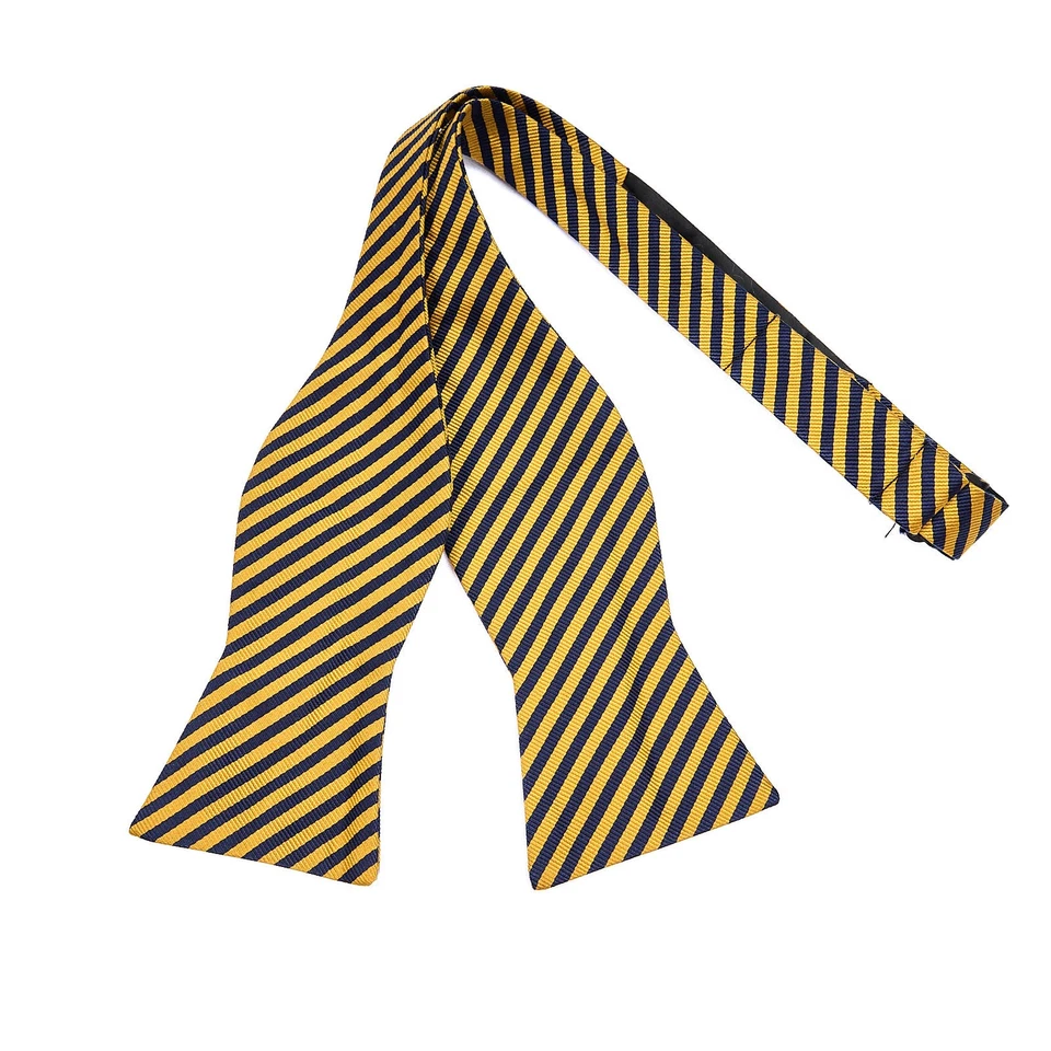 Tommy Hilfiger Pajarita de Seda Azul Marino Amarillo Repp Rayas Ajustable Auto-corbata Foto 1 de 4