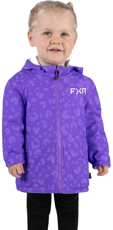 Chaqueta reversible FXR Ride para niños pequeños amatista guepardo/azul Maui Foto 1 de 2