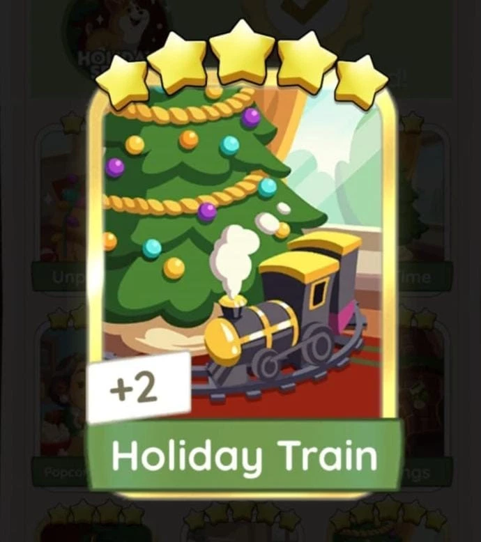 HOLIDAY TRAIN  MONO_POLY_GO STICKERS  - GOLDEN BLITZ EVENT 5⭐⭐⭐⭐⭐ (SET 16) - Image 1 of 1