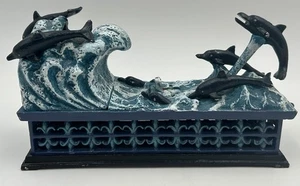 Banco de monedas mecánico de hierro fundido para saltar delfín océano con enchufe - funciona - Imagen 1 de 13