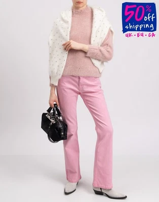 RRP €555 PESERICO Jumper IT38 US2 UK6 XS Angora Wool Blend Rhinestones Pink - Image 1 of 4