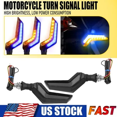 2x intermitentes LED ámbar + azul para motocicleta para Honda Suzuki Foto 1 de 4