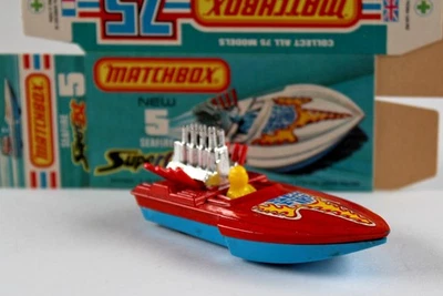 Matchbox Superfast Nr. 05B Seafire Boat rot & blau d'gelber Fahrer top in Box - Bild 1 von 4
