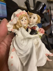 Vintage Hochzeitstorte Topper - Braut und Bräutigam - Bild 1 von 9