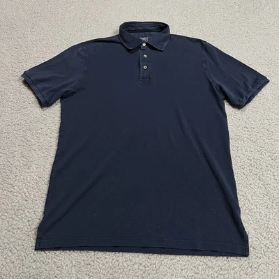 Fedeli Polo Shirt Mens 52 Large Blue Navy Pique Stretch Cotton Office Italy - Image 1 of 4