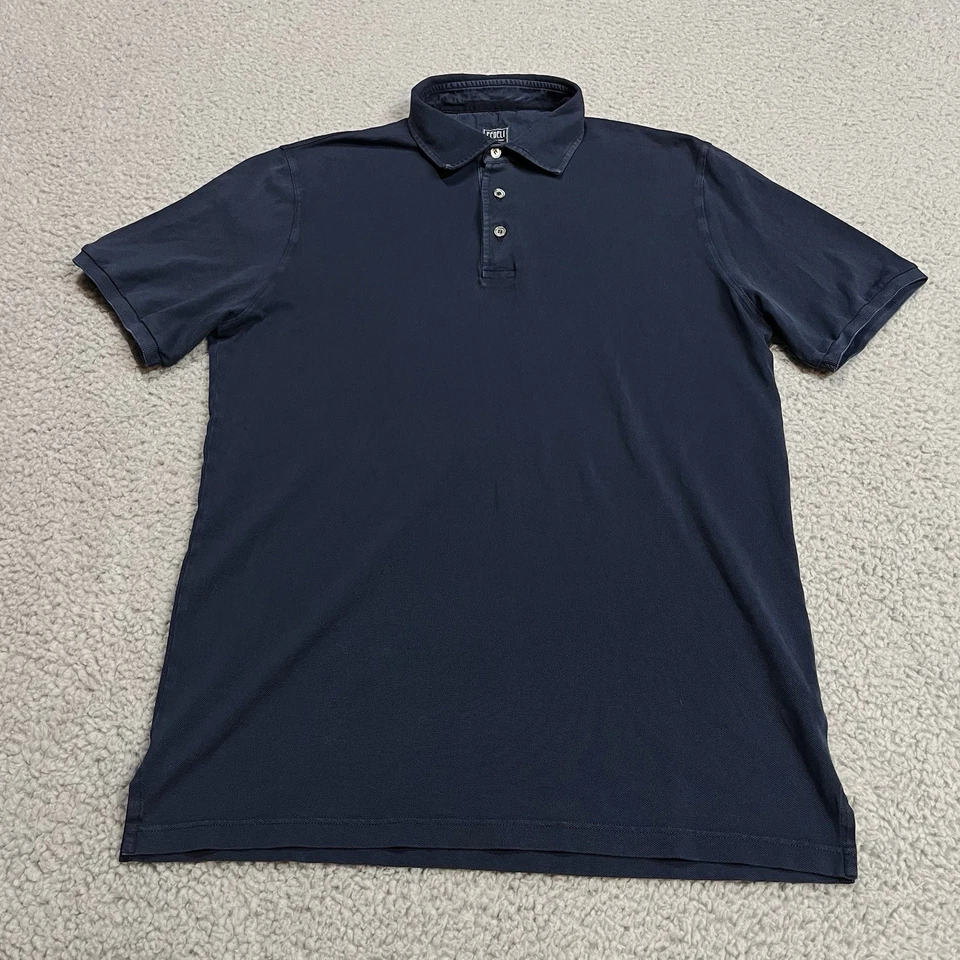 Camisa Polo Fedeli Para Hombre 52 Grande Azul Marino Piqué Elástica Algodón Oficina Italia Foto 1 de 4