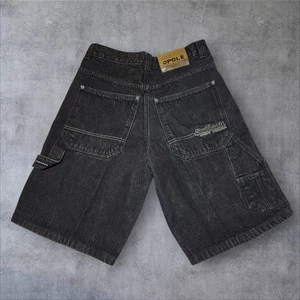 SouthPole Black Denim Shorts Jorts 34 Waist Baggy Y2K Hip-Hop Vintage - Picture 1 of 14