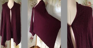 KASCHMIR WEICH ZOPFMUSTER SCHALLDÄMPFER SCHAL GEKNÖPFT WEINROT ROT HALSTUCH 78 x 27 EUC - Bild 1 von 5