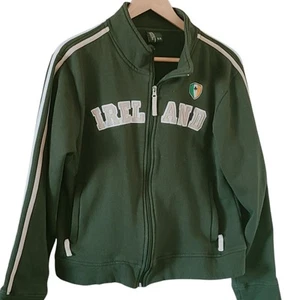 Retro Irish Jacket Full Zip Ireland Green 16/18 Atheletic Zip Front - Picture 1 of 7