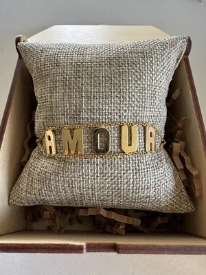  Letter bracelet. “AMOUR” Solid 14kt Gold Elegant , unique and beautiful  - Image 1 of 3