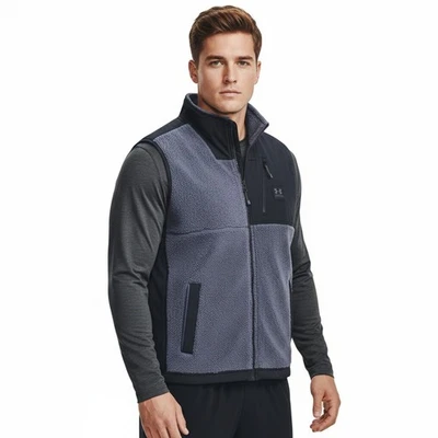 NWT Under Armour XXL Men's Sherpa Fleece Full-Zip Vest Black Blue Outdoors Gorp - Image 1 of 4