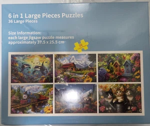 6-in-1 Large Piece Jigsaw Set | 6pc per Puzzle | Adult & Kids Wildlife Nature - Picture 1 of 6