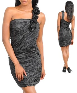 Ladies One Shoulder Cocktail Prom Dress Size 8 10 BLACK BURGUNDY NEW - Bild 1 von 3