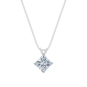 IGI F/VS 4 kt gedrechselter Princess Lab Created gewachsener Diamant 18 K Weißgold Halskette - Bild 1 von 1