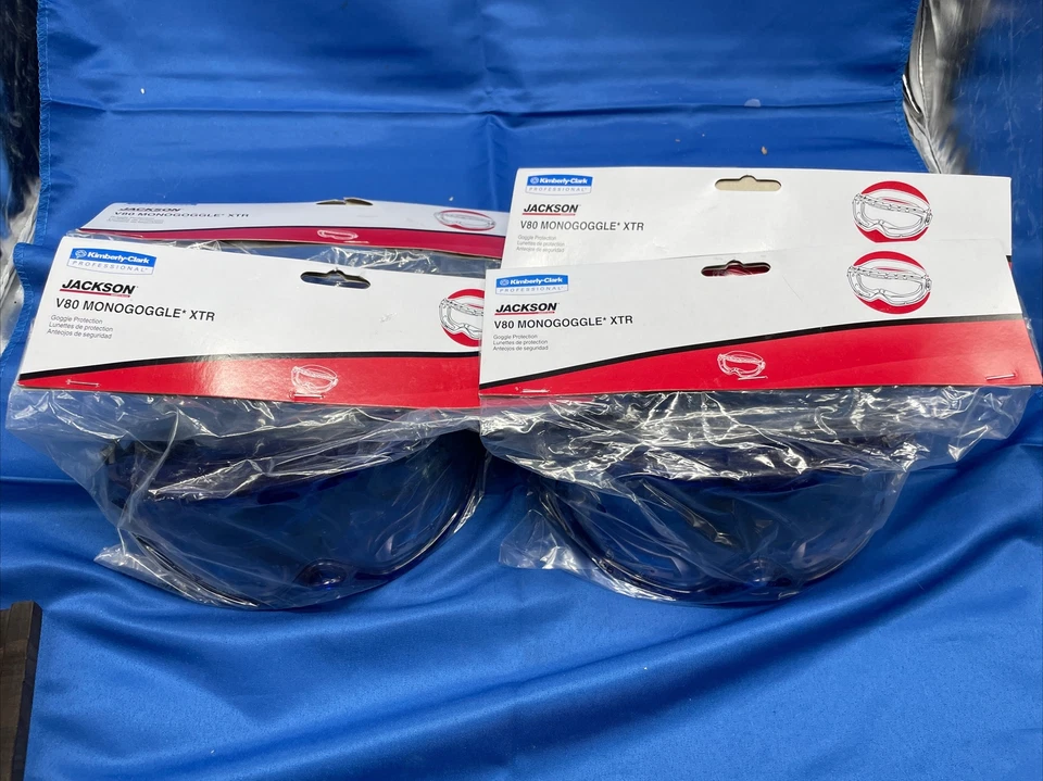 LOT of 4 Kimberly-Clark Jackson Monogoggle Blue V80 XTR Series Protective Goggle - Image 1 of 4