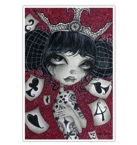 Lowbrow Art House of Cards by Dottie Gleason Fine Lithograph Print Tattooed Girl - Picture 1 of 5