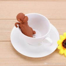 Infusore da tè scimmia marrone carina tazza di silicone foglie di tè infuso animale inganp