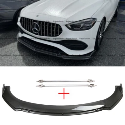 For Mercedes-Benz GLE350 GLE450 Front Bumper Lip Spoiler Strut Rods Carbon Fiber Foto 1 de 4