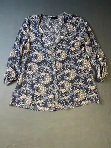 Collection by Bobeau Size XL Floral Print Long Sleeve Shirt Blouse Pleated Back - Bild 1 von 13