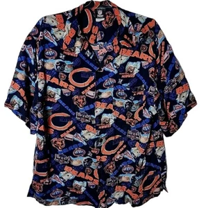 Vintage Chicago Bears NFL Men L Hawaiian All Over Print Button Down Shirt - Picture 1 of 5