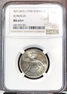 1950 SOMALIA 1 SOMALO NGC MS 65+ BEAUTIFUL GEM BU COIN - Picture 1 of 3